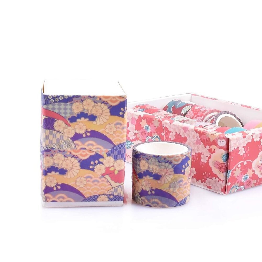 12 Rolls Washi Tape Set, Cherry Blossoms Floral Pattern Washi Masking Tape for S - Picture 5 of 7
